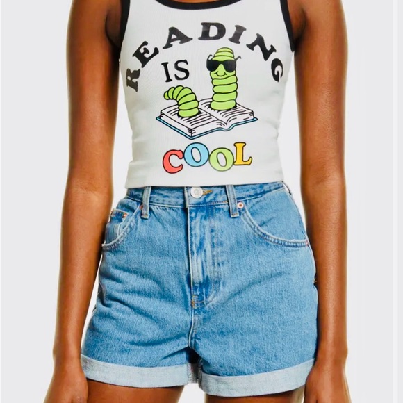 Coney Island picnic Tops - Coney Island Picnic: Reading is Cool Graphic Crop Tank Top